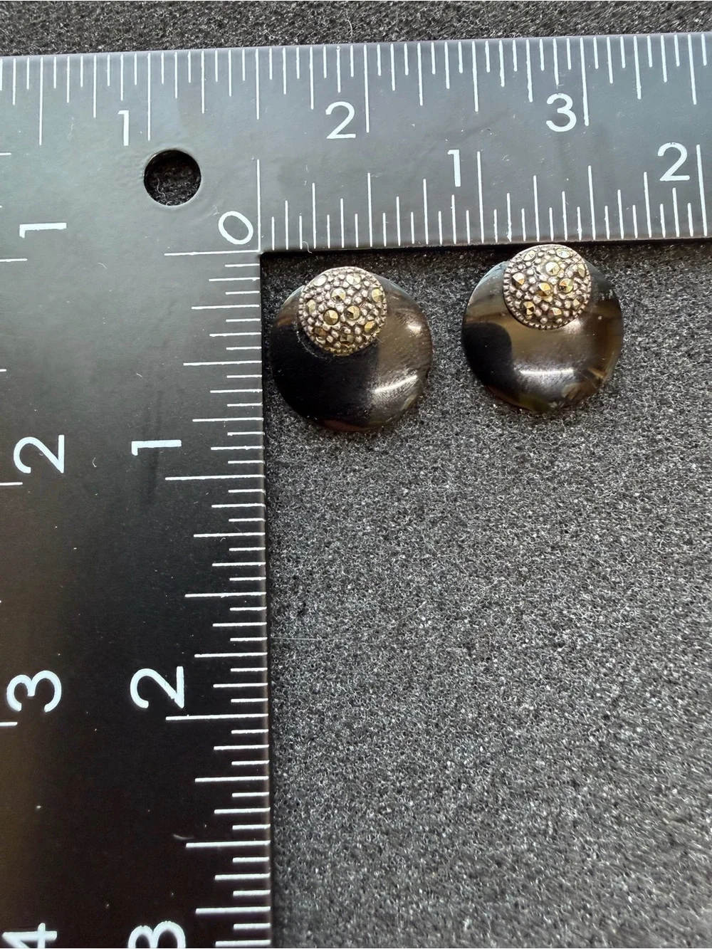 Vintage 925 Sterling Silver and Marcasite Button Earrings